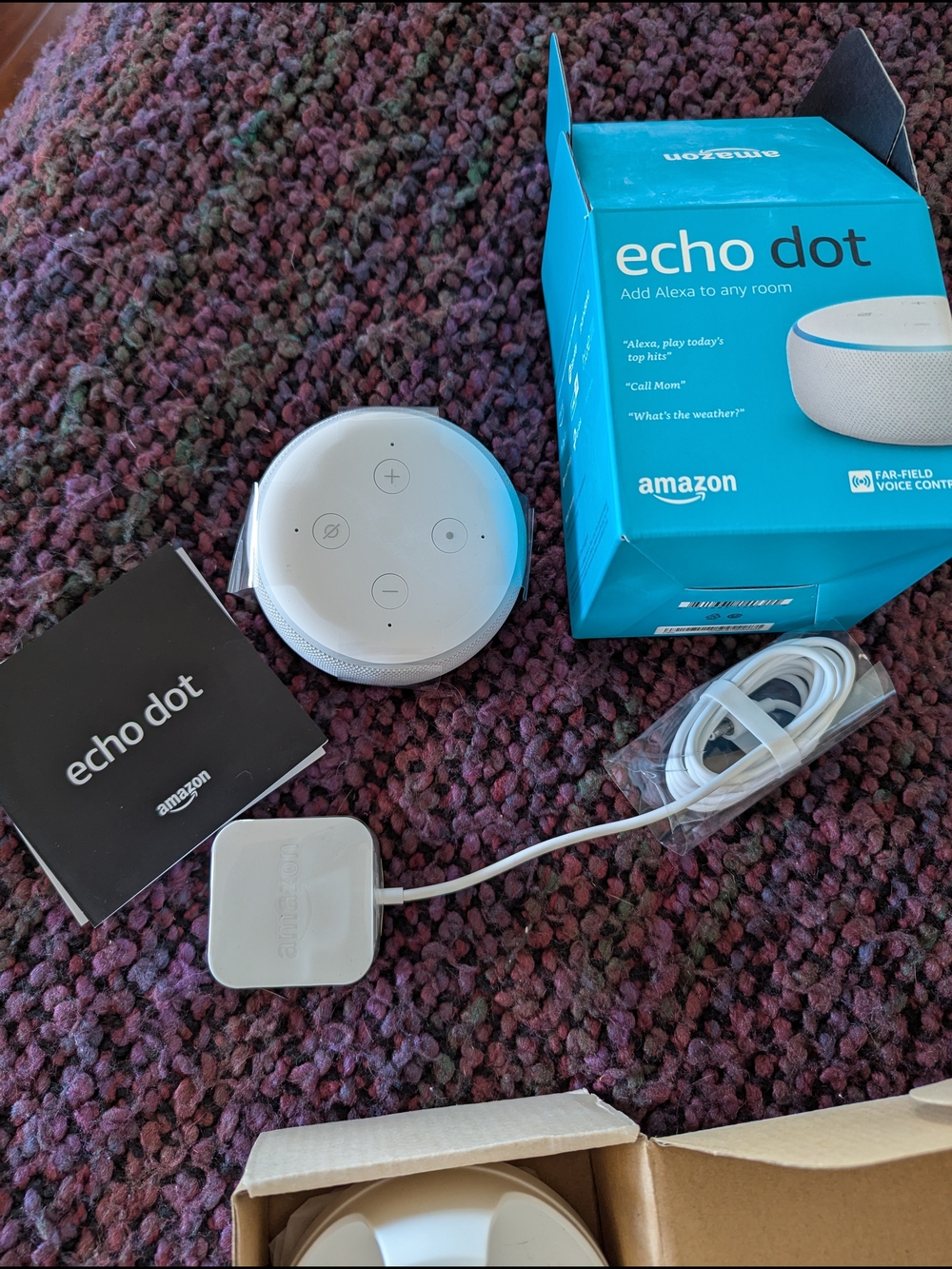Amazon Echo Dot with Power Adapter and Cable, Wall Mount Kit - White